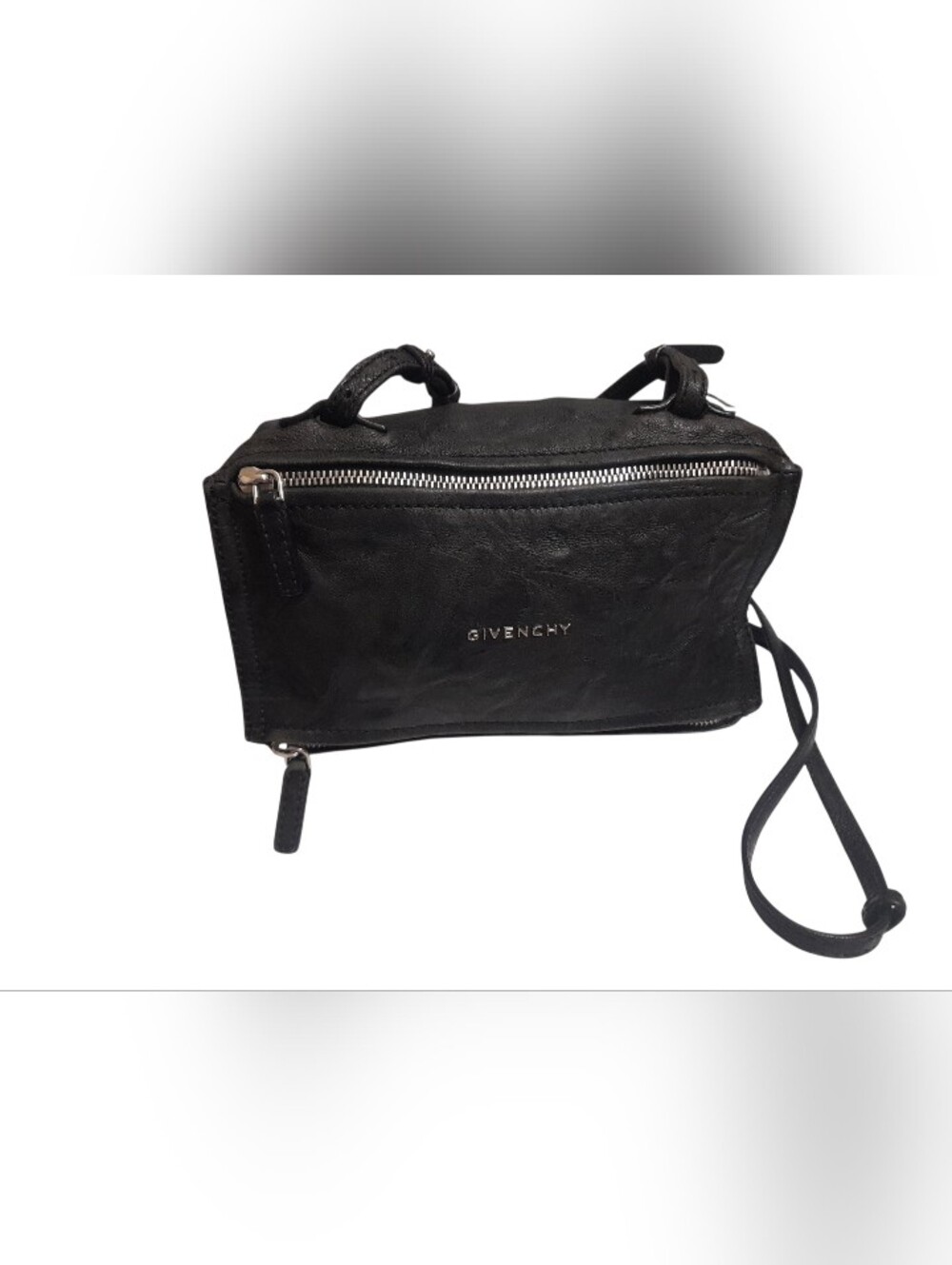 Givenchy Crinkled Distressed Leather Mini Pandora Crossbody Bag